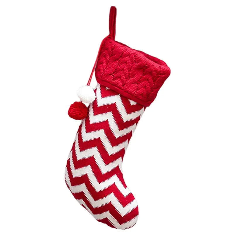 Christmas Stocking Sack Xmas Gift Candy Bag Christmas Decorations For Home Knitted Sock Christmas Tree Decor