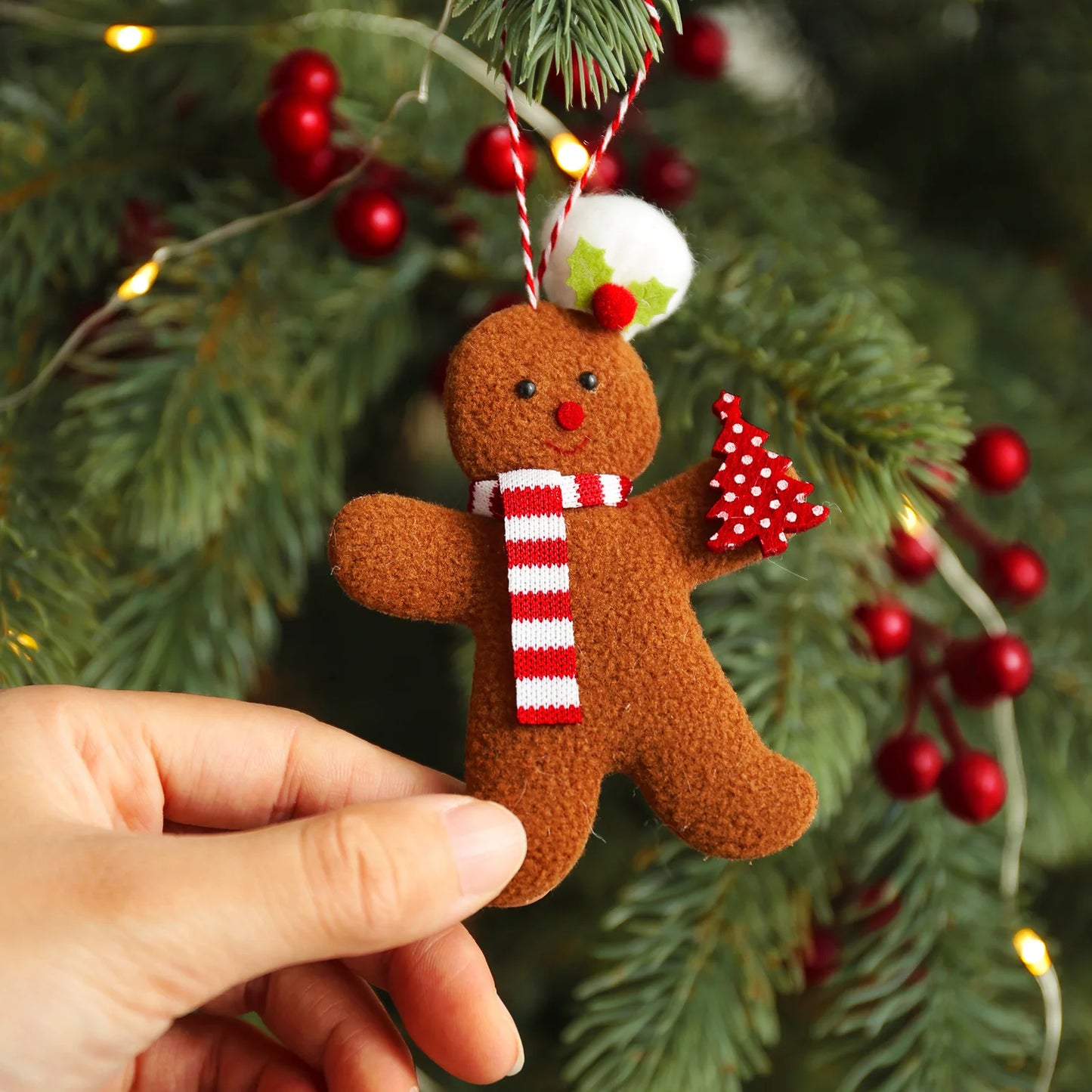 Christmas Decoration Gingerbread Man Doll, Xmas Tree Hanging Ornament, Garden Party, Home, New Year, Children Gifts, 3Pcs Set