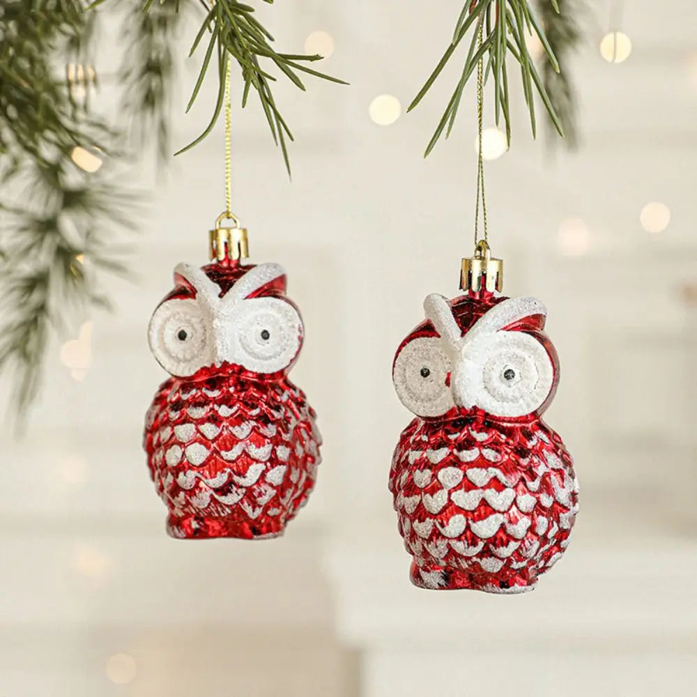 2PCS Red&white Christmas Hanging Decoration Santa Clause Camera Owl Xmas Ornament Ball Shopwindow Plastic Xmas Baubles