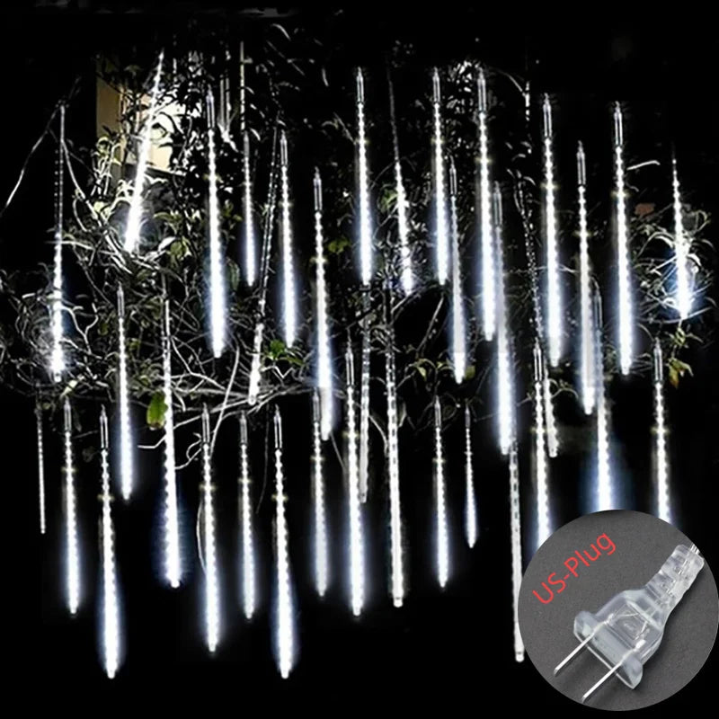 Solar Meteor Shower Rain String Lights Waterproof Garden Light 8 Tubes Christmas Tree Holiday Party Wedding Holiday Decoration