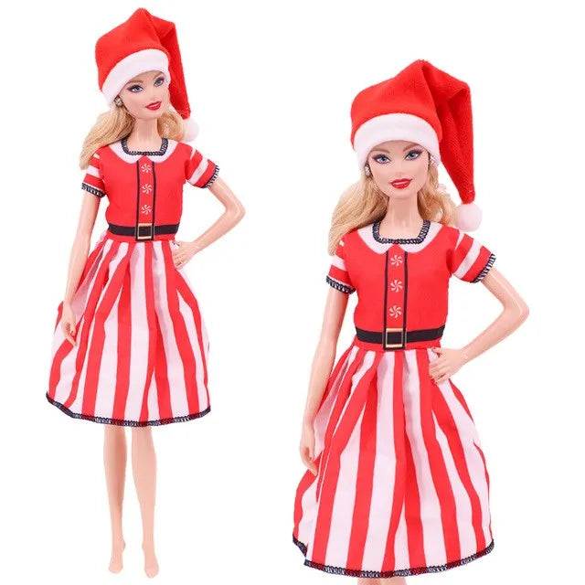 Barbies Clothes Doll Christmas Dress Accessories,Toy Tree,Santa Claus Set For 11.8inch ,30Cm Ken Clothing ,Girls Birthday Gift (Does not include Doll)