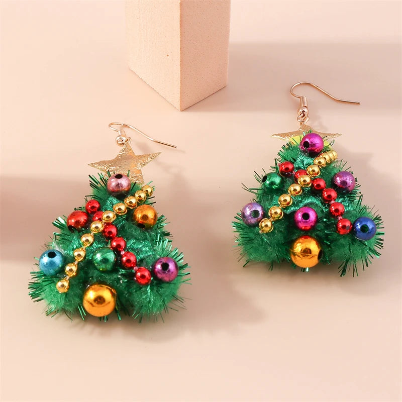 Merry Christmas Drop Earrings for Women Christmas Tree Deer Santa Dangle Earrings New Year Jewelry Gifts