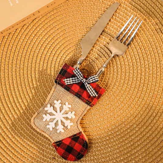 Christmas Silverware Holders Buffalo Plaid Tableware Knife and Fork Bags Pouches for Dinner Table Decor