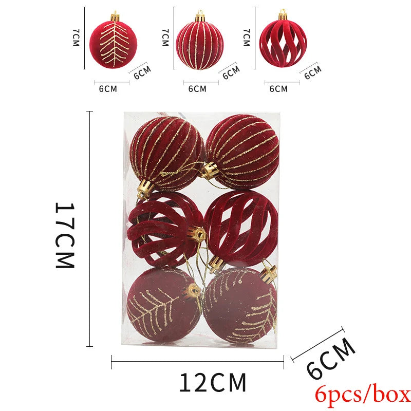 6pcs/box Christmas Balls Christmas Tree Hanging Ornaments High Quality Xmas Tree Ball Christmas Decoration 2024 Noel Navidad