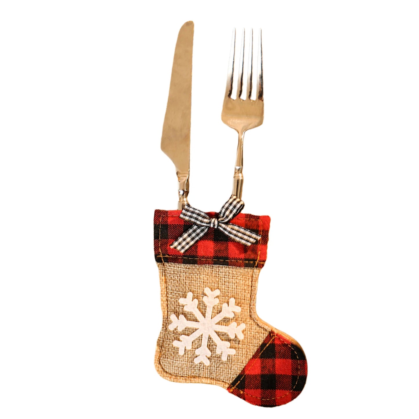 Christmas Silverware Holders Buffalo Plaid Tableware Knife and Fork Bags Pouches for Dinner Table Decor