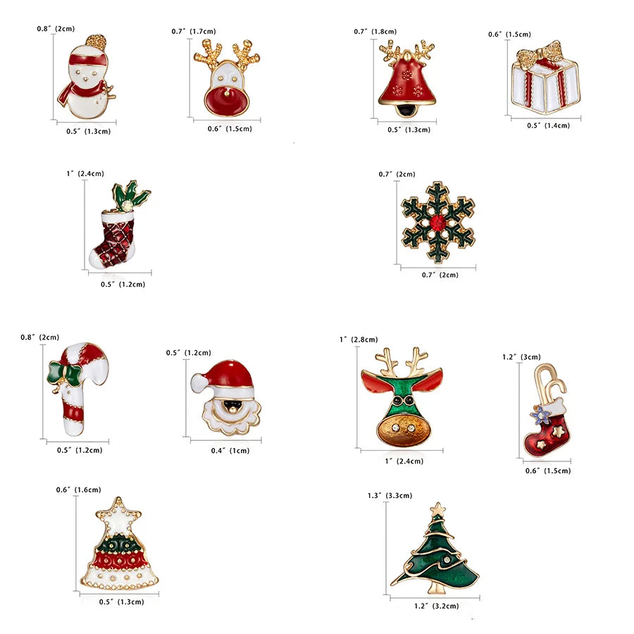 3pcs/set Christmas Gift For Women Men Brooches Enamel Pins Santa Claus Bell Elk Snowflake Xmas Tree Brooch New Year Pin