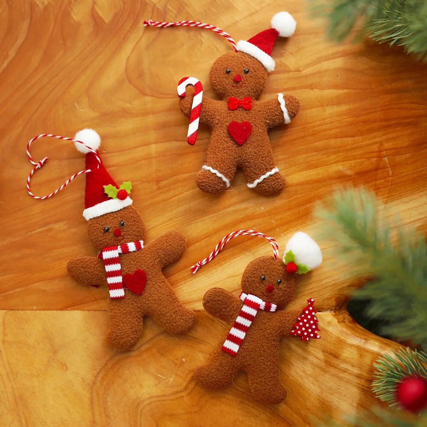 Christmas Decoration Gingerbread Man Doll, Xmas Tree Hanging Ornament, Garden Party, Home, New Year, Children Gifts, 3Pcs Set