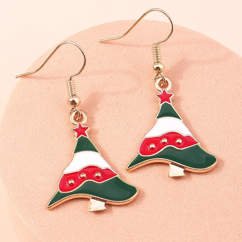 Merry Christmas Drop Earrings for Women Christmas Tree Deer Santa Dangle Earrings New Year Jewelry Gifts