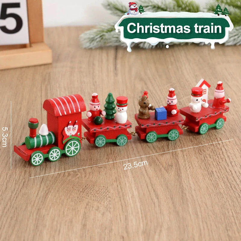 Christmas Wooden Train Merry Christmas Decorations for Home 2024 Xmas Tree Ornament  Navidad Noel Kids Gift Happy New Year 2025