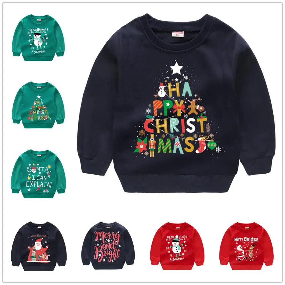 Christmas Sweater/Pullover X'mas Gift Tops Children Outfit Cotton Sweatshirts 1-6Years