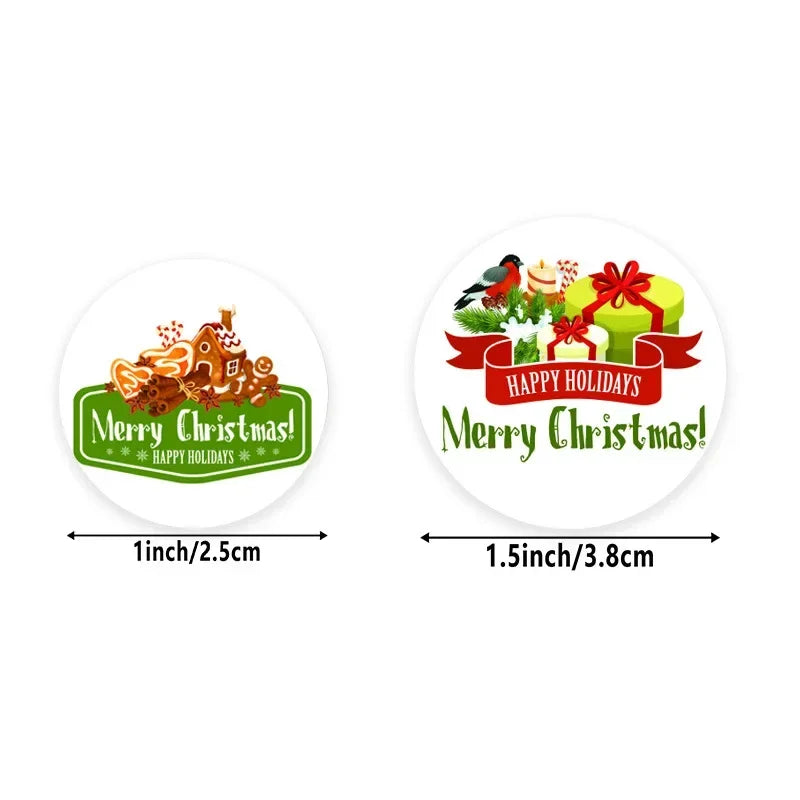 500 Merry Christmas Decorating Labels Christmas Themed Label Stickers 2025 Envelope Stationery Decorating New Year Gifts