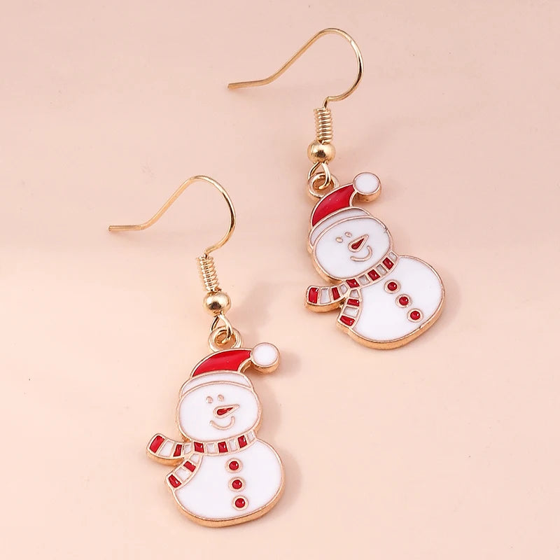 Merry Christmas Drop Earrings for Women Christmas Tree Deer Santa Dangle Earrings New Year Jewelry Gifts