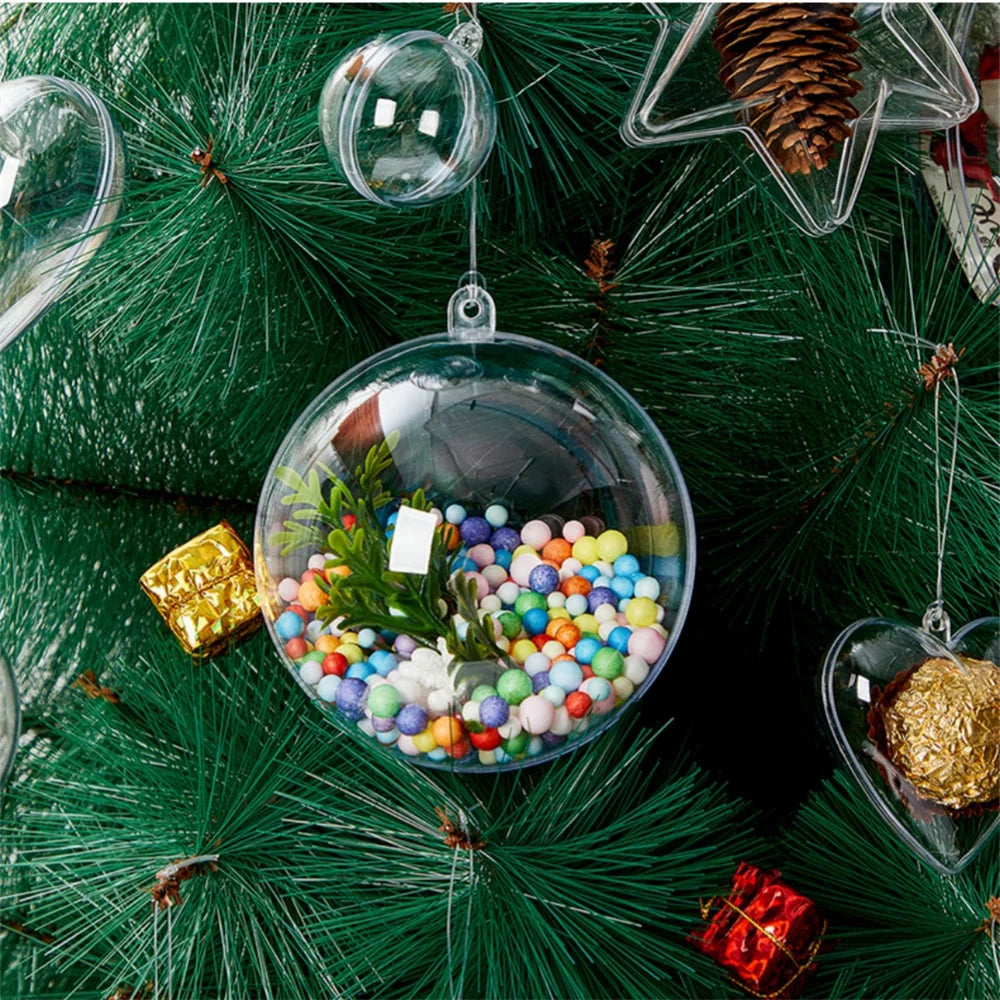 Transparent Christmas Ball Decor Plastic Fillable Bauble Xmas Tree Hanging Ornaments or Decoration for Party