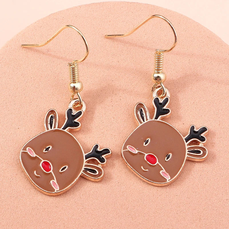 Merry Christmas Drop Earrings for Women Christmas Tree Deer Santa Dangle Earrings New Year Jewelry Gifts