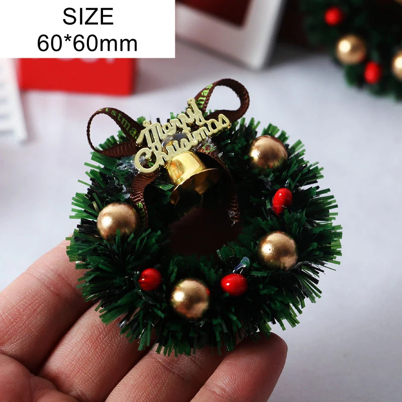 1pc Miniature Wreath Doll House Christmas Tree Decoration Dollhouse Accessories