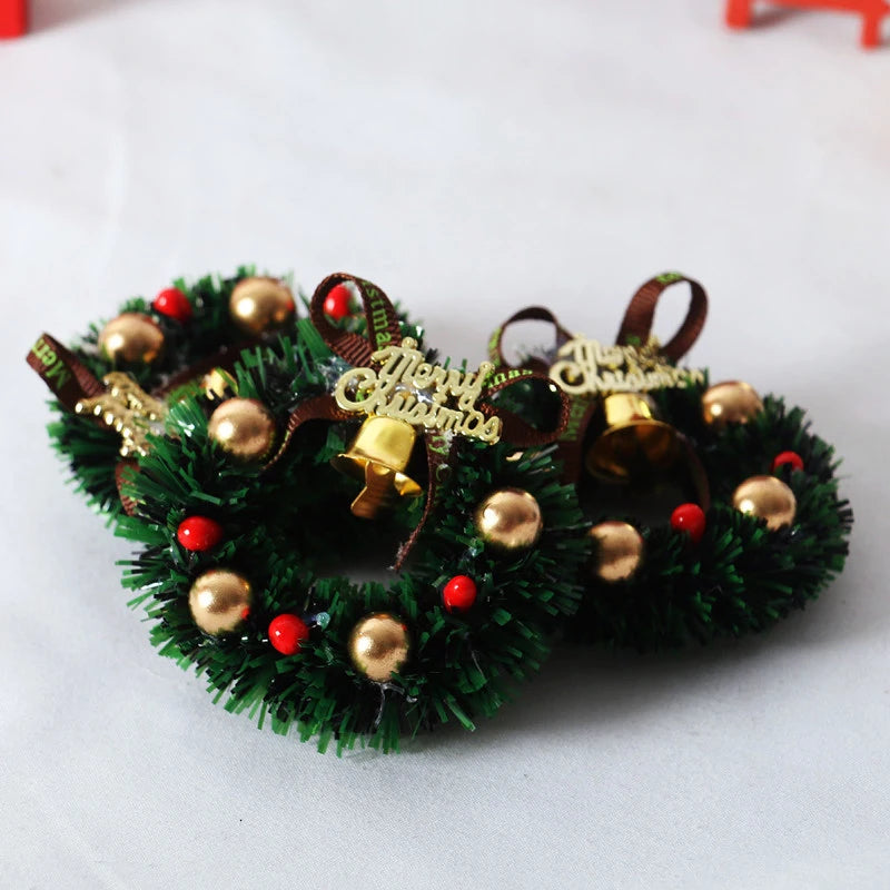 1pc Miniature Wreath Doll House Christmas Tree Decoration Dollhouse Accessories