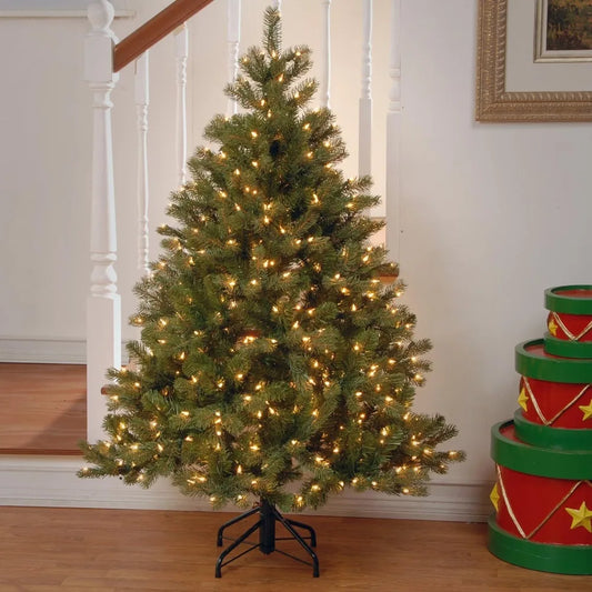 Pre-Lit 'Feel Real' Artificial Full Down swept Christmas Tree, Green, Douglas Fir, White Lights, Includes  Christmas