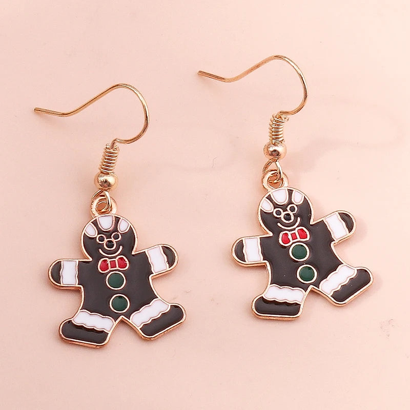 Merry Christmas Drop Earrings for Women Christmas Tree Deer Santa Dangle Earrings New Year Jewelry Gifts