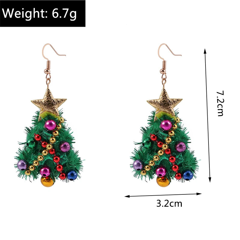 Merry Christmas Drop Earrings for Women Christmas Tree Deer Santa Dangle Earrings New Year Jewelry Gifts