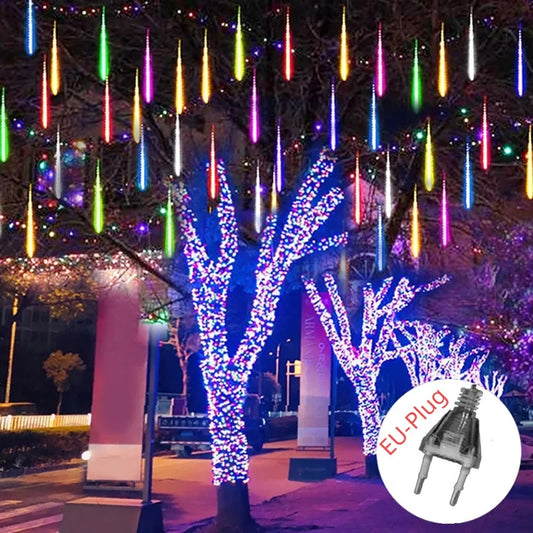 Solar Meteor Shower Rain String Lights Waterproof Garden Light 8 Tubes Christmas Tree Holiday Party Wedding Holiday Decoration