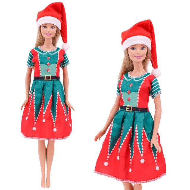 Barbies Clothes Doll Christmas Dress Accessories,Toy Tree,Santa Claus Set For 11.8inch ,30Cm Ken Clothing ,Girls Birthday Gift (Does not include Doll)