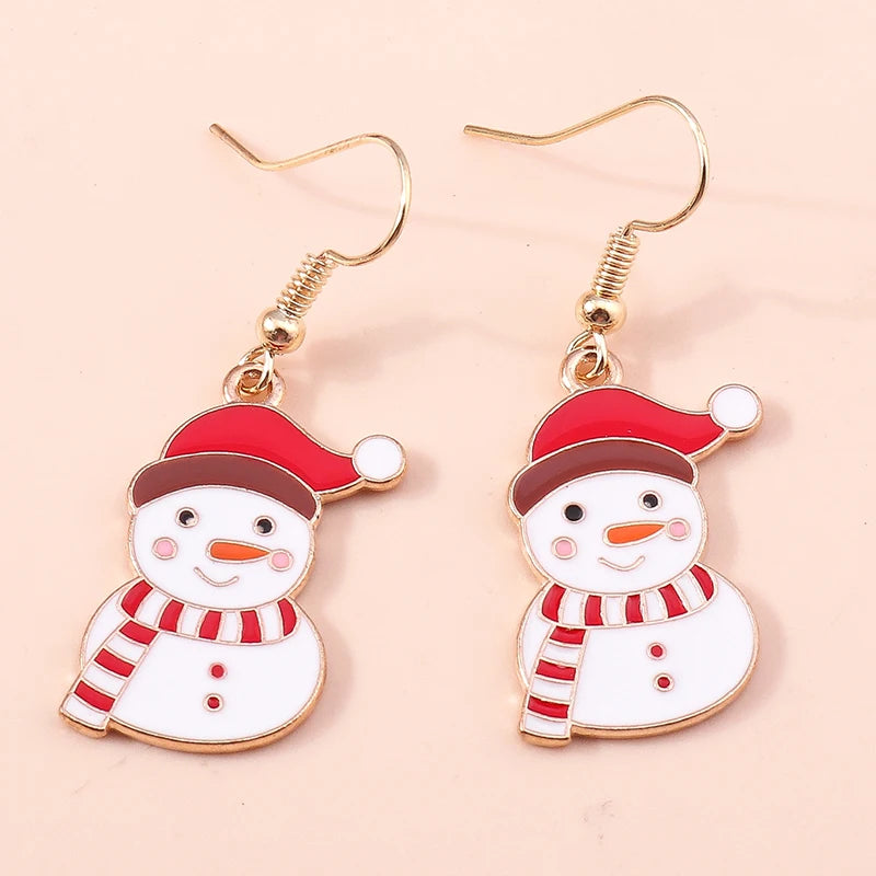 Merry Christmas Drop Earrings for Women Christmas Tree Deer Santa Dangle Earrings New Year Jewelry Gifts