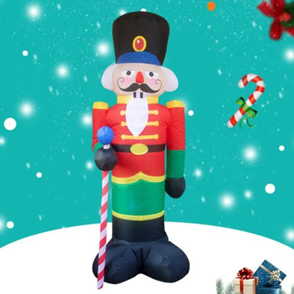 2.4m Nutcracker Christmas Inflatable LED Light Outdoor Holiday Decoration Christmas Inflatable Home Decor Doll Toys