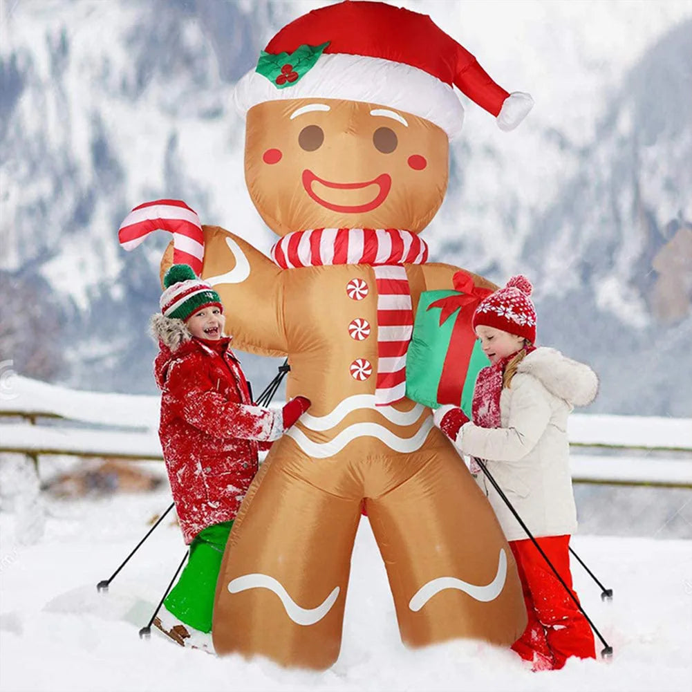 8FT/2.4M Christmas Inflatable Gingerbread Man with LED Lights Xmas Yard Decorations Christmas Blow Up Yard Decorations for Yard