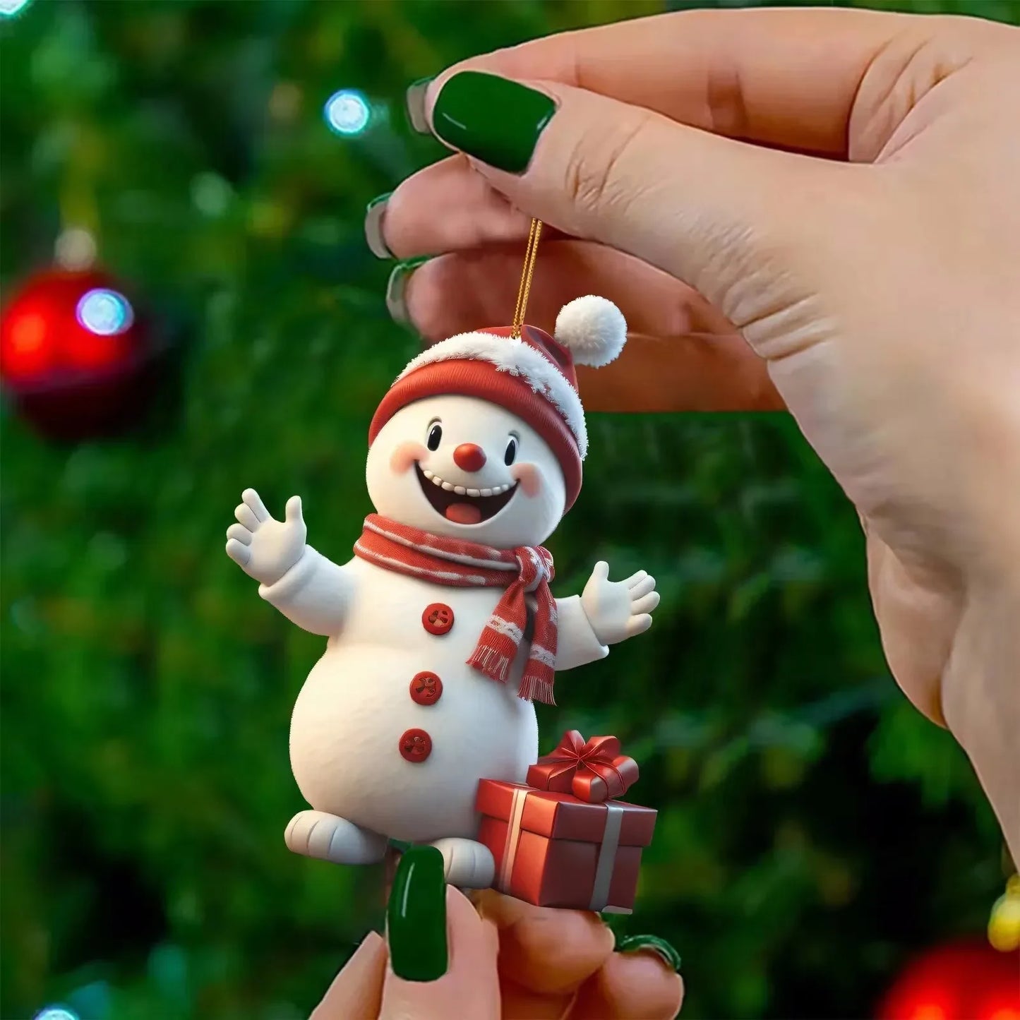 Christmas Flat Acrylic Cartoon Car Hanging Pendants Xmas Santa Claus Snowman Ornaments Merry Christmas Decor Noel Tree Hangings