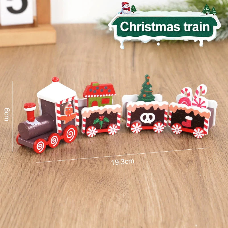 Christmas Wooden Train Merry Christmas Decorations for Home 2024 Xmas Tree Ornament  Navidad Noel Kids Gift Happy New Year 2025