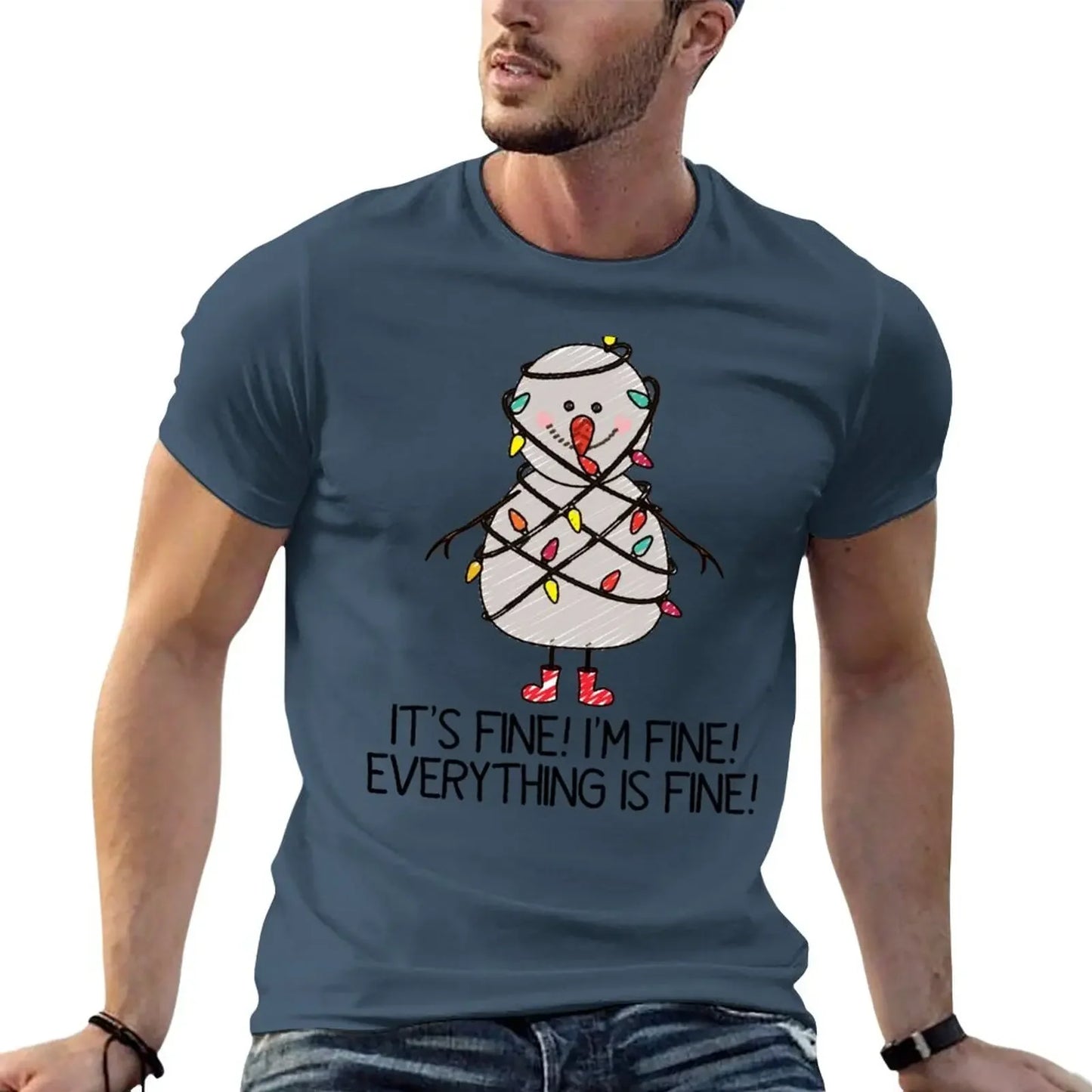 Holiday T-Shirt - I'm Fine Tangled Lights Christmas