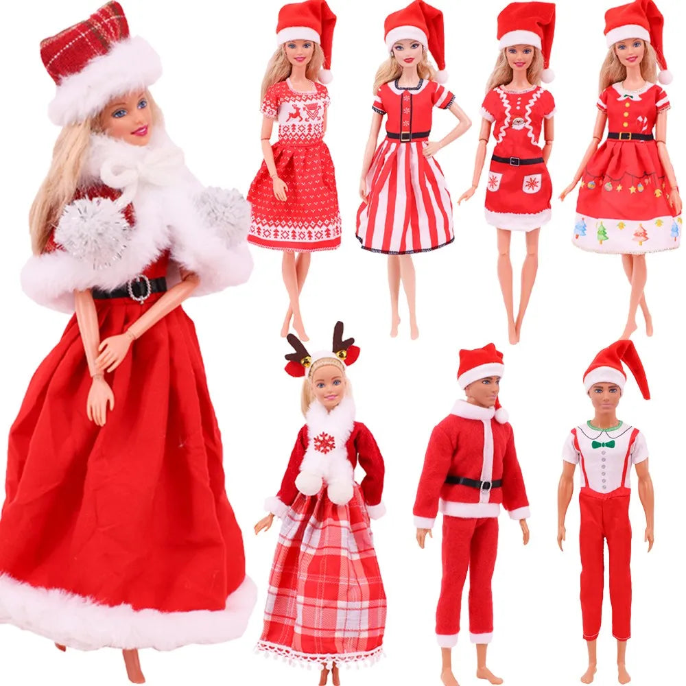 Barbies Clothes Doll Christmas Dress Accessories,Toy Tree,Santa Claus Set For 11.8inch ,30Cm Ken Clothing ,Girls Birthday Gift (Does not include Doll)