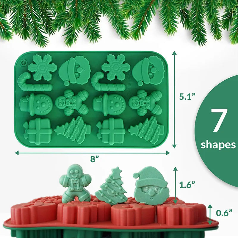 Christmas Silicone Chocolate Molds Candy Baking Moulds Handmade Snowflake Snowman Xmas Tree Gingerbread Man Santa Claus Mold