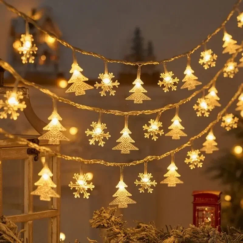 3M 2024 Christmas Decoration for Home Christmas Lights Snowflake String Lights Fairy LED Lamp New Year 2025 Tree Garden Noel 6