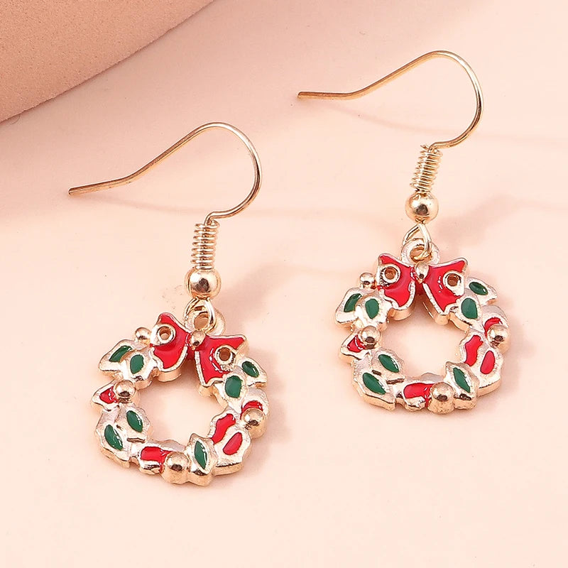 Merry Christmas Drop Earrings for Women Christmas Tree Deer Santa Dangle Earrings New Year Jewelry Gifts