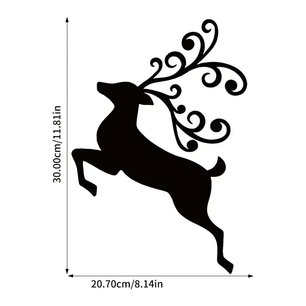 Fascinating Metal Wall Art of Christmas Deer – Black Silhouette. A Intriguing Decor for Living Room and Bedroom this Yuletide