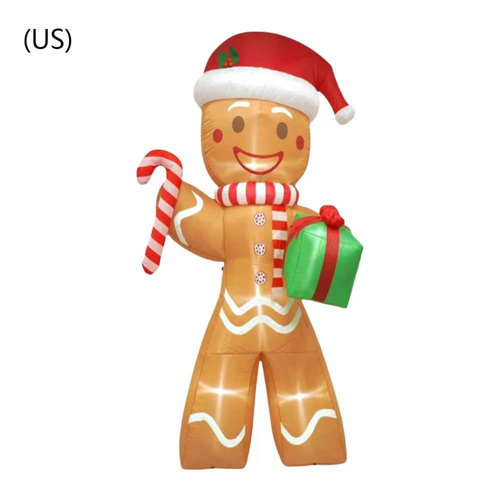 8FT/2.4M Christmas Inflatable Gingerbread Man with LED Lights Xmas Yard Decorations Christmas Blow Up Yard Decorations for Yard