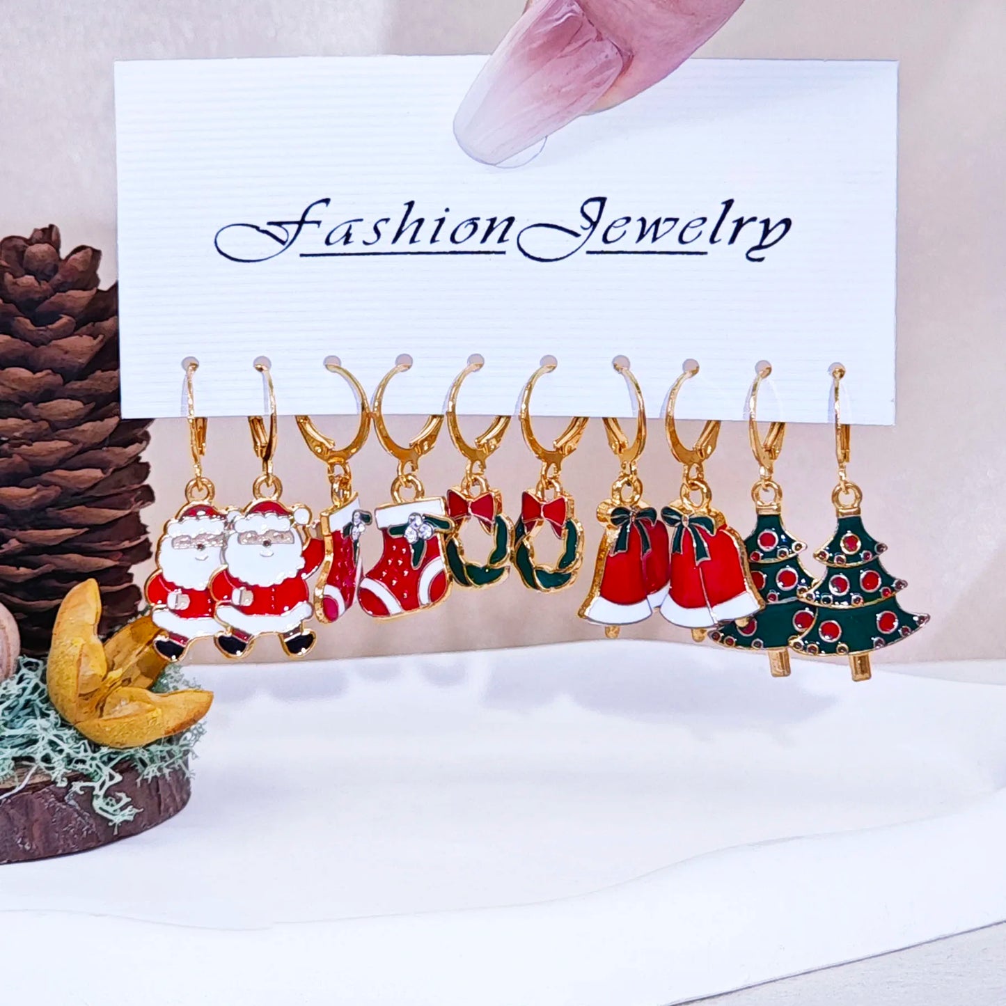 10/20/40pcs Christmas Earing Set - Elk, Santa Claus, Christmas, Tree, Earrings for Women