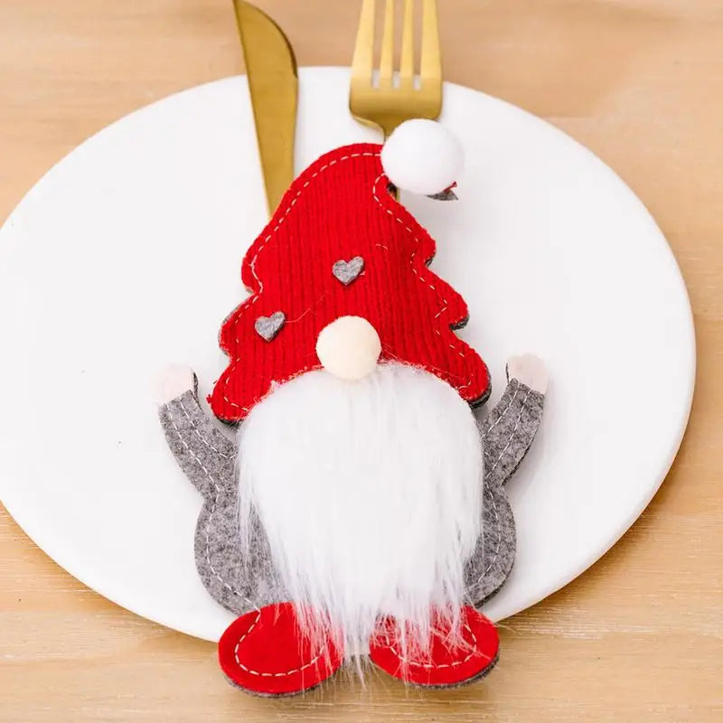 3pcs Christmas Cutlery Bag Knife Fork Tableware Holders Pocket Gnomes Christmas Dinner Table Ornaments Navidad Decorations