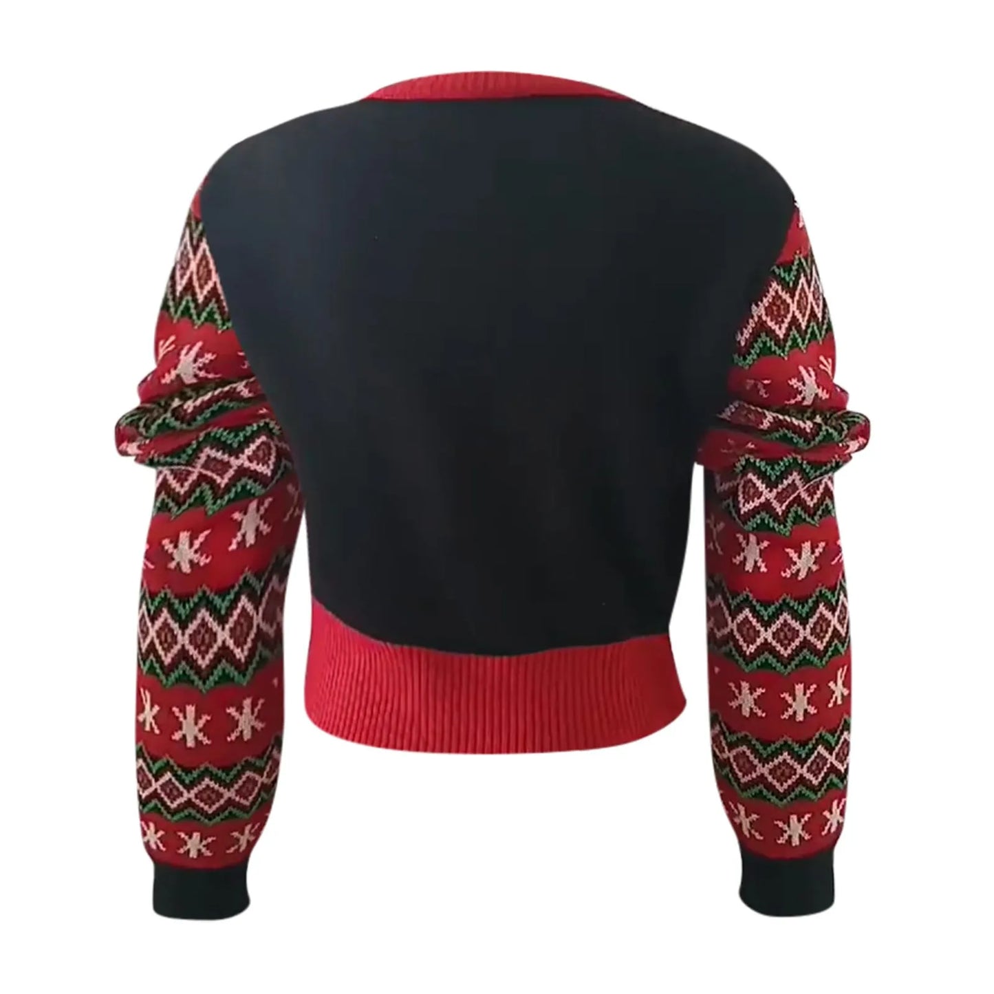 Autumn Winter Santa Embroidered Sweater for Women European And American Women's Cute Pullover Short Christmas Soft Sweater