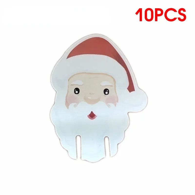 10Pcs Wine Cup Card Christmas Party Dinner Decoration Navidad Noel Wine Glass Cards Ornaments New Year Gift Christmas Decoration