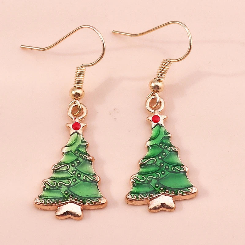 Merry Christmas Drop Earrings for Women Christmas Tree Deer Santa Dangle Earrings New Year Jewelry Gifts