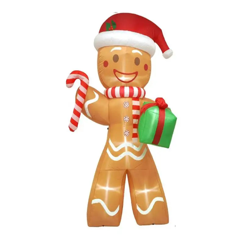 8FT/2.4M Christmas Inflatable Gingerbread Man with LED Lights Xmas Yard Decorations Christmas Blow Up Yard Decorations for Yard