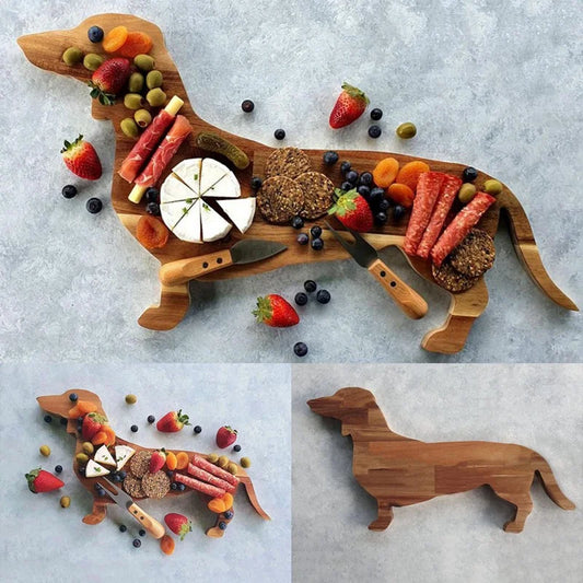 15.7 Inch Dachshund Dog Dinner Plate Cheese Board Cutting Charcuterie Board Cute Christmas Dinner Durable