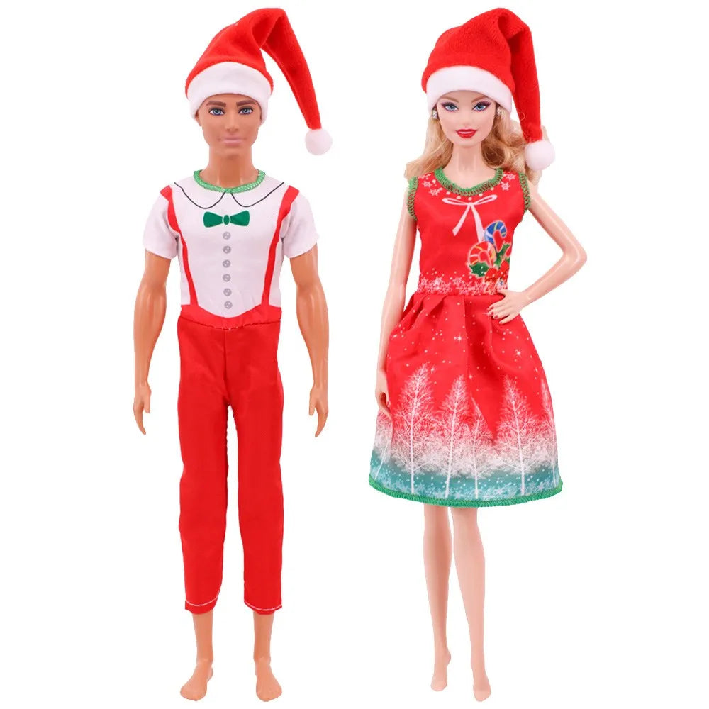 Barbies Clothes Doll Christmas Dress Accessories,Toy Tree,Santa Claus Set For 11.8inch ,30Cm Ken Clothing ,Girls Birthday Gift (Does not include Doll)