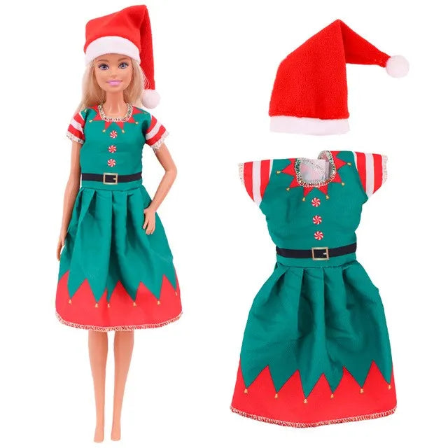 Barbies Clothes Doll Christmas Dress Accessories,Toy Tree,Santa Claus Set For 11.8inch ,30Cm Ken Clothing ,Girls Birthday Gift (Does not include Doll)