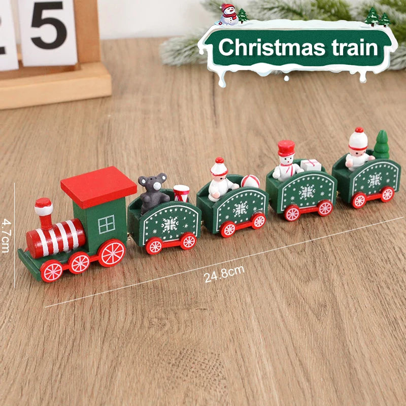 Christmas Wooden Train Merry Christmas Decorations for Home 2024 Xmas Tree Ornament  Navidad Noel Kids Gift Happy New Year 2025