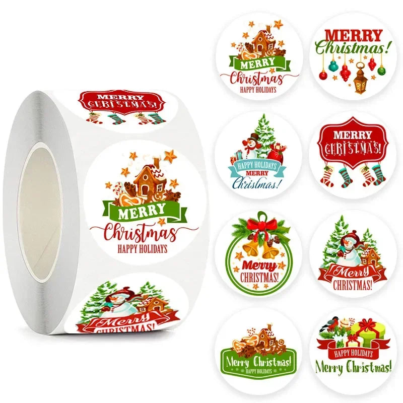 500 Merry Christmas Decorating Labels Christmas Themed Label Stickers 2025 Envelope Stationery Decorating New Year Gifts