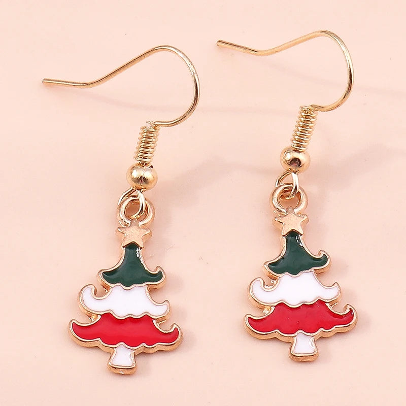 Merry Christmas Drop Earrings for Women Christmas Tree Deer Santa Dangle Earrings New Year Jewelry Gifts