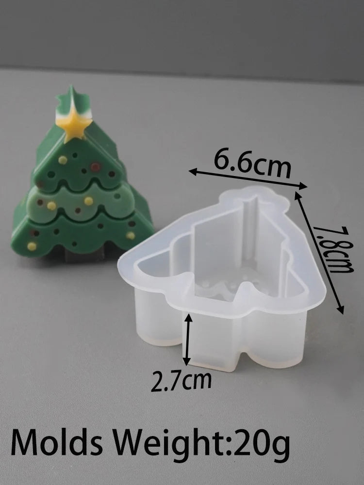 Christmas Tree Snowflake Silicone Candle Mould DIY Xmas Ornaments Making Soap Plaster Resin Casting Molds Home Decor Craft Gifts